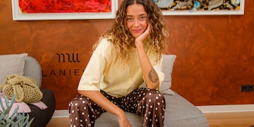 a woman sitting on a chair