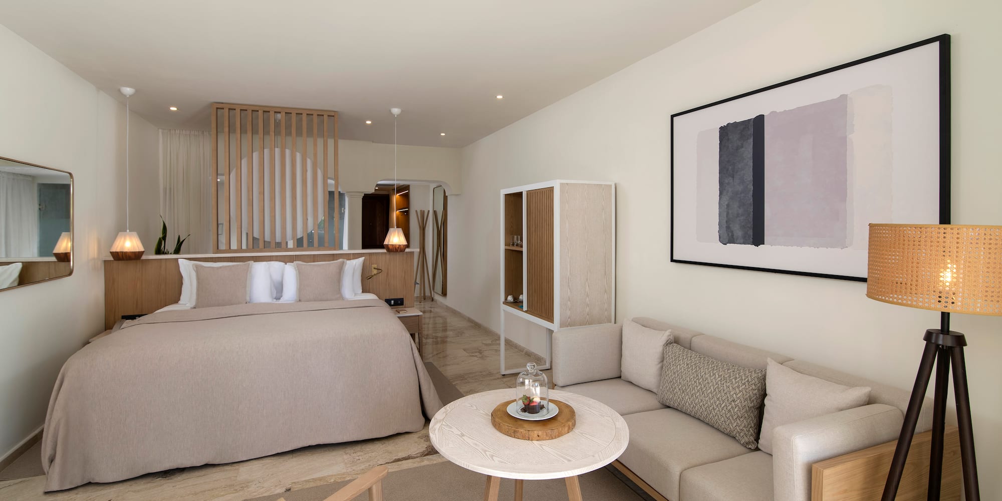 a room with a bed and a couch