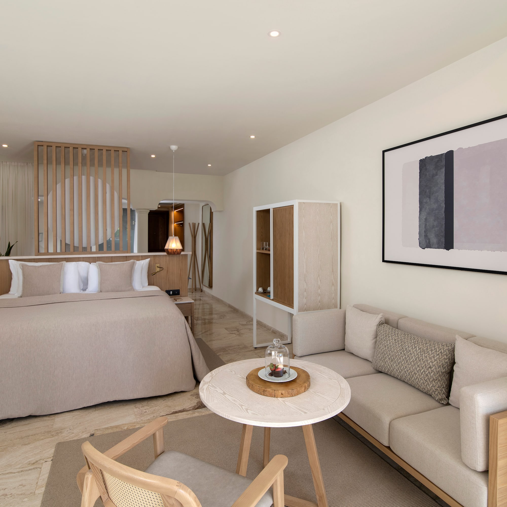 a room with a bed and a couch