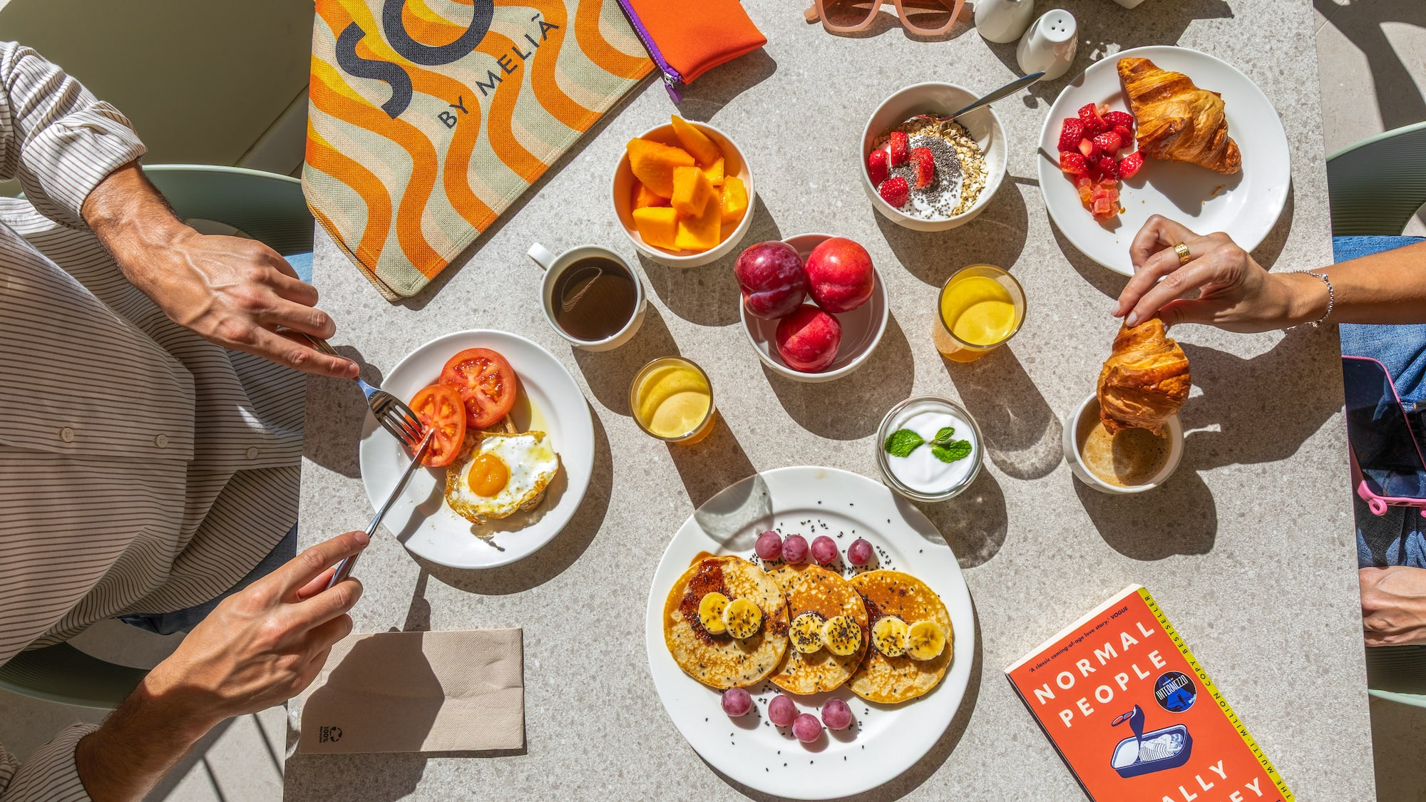 a table with food on it