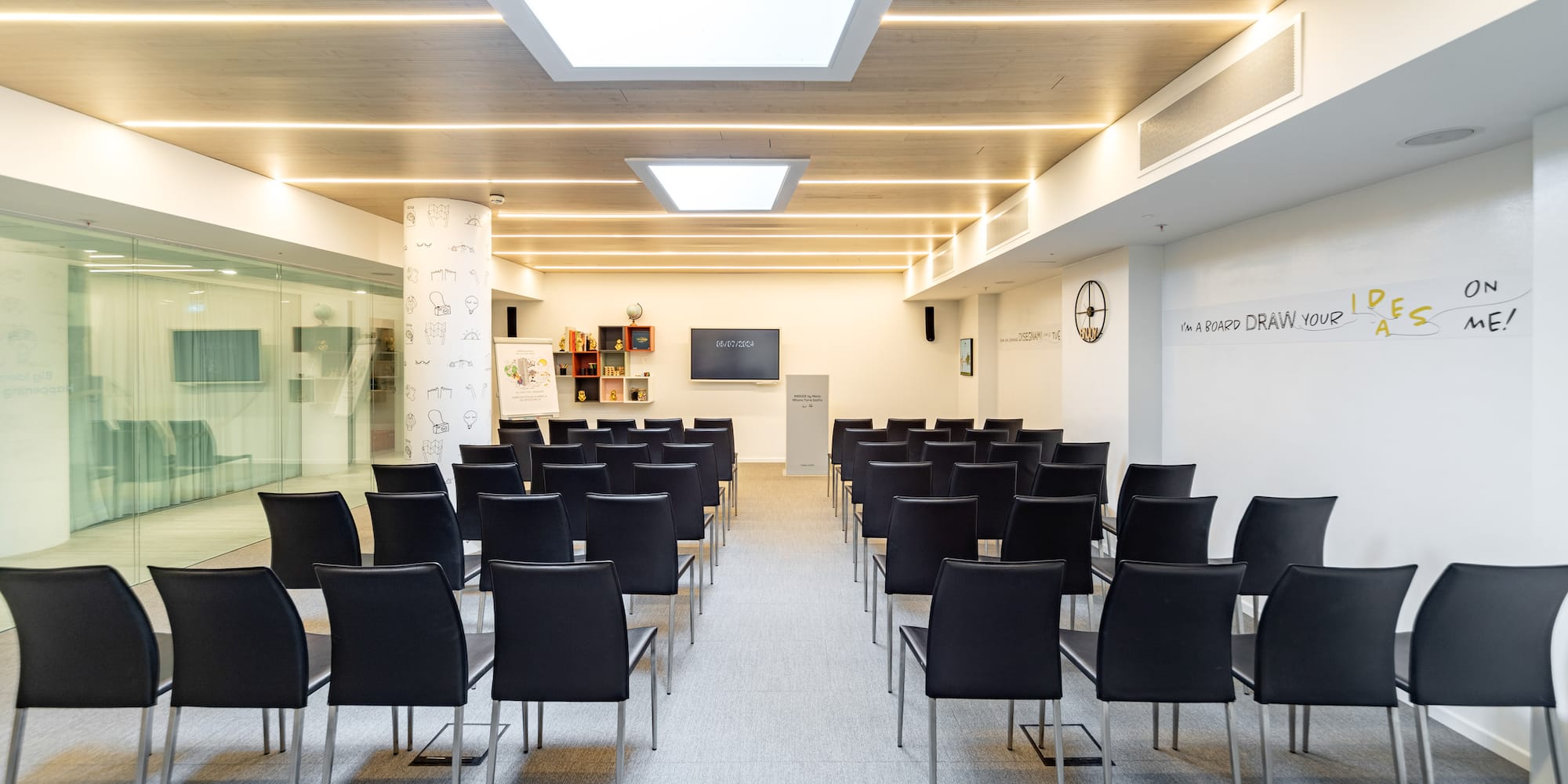 a room with many chairs