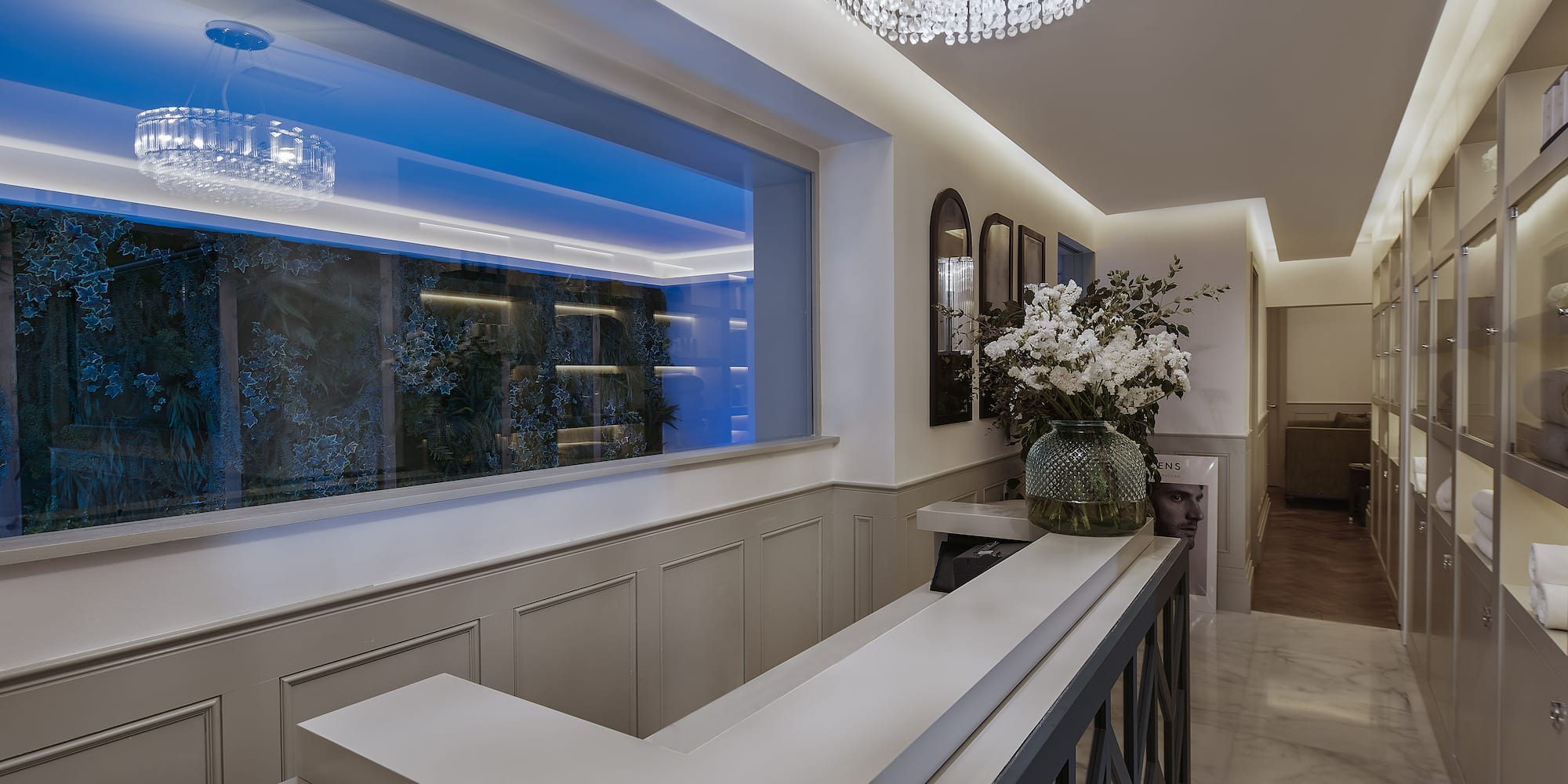 a white counter in a room