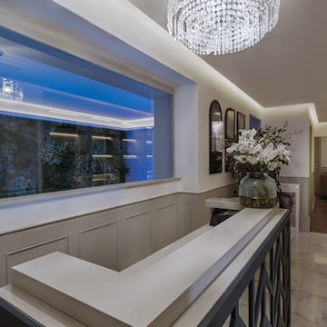 a white counter in a room