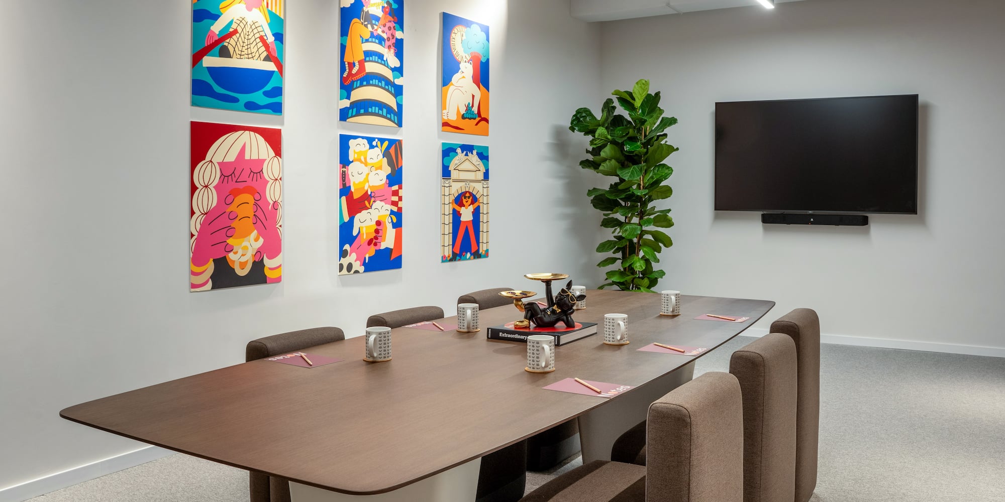 a room with a table and chairs