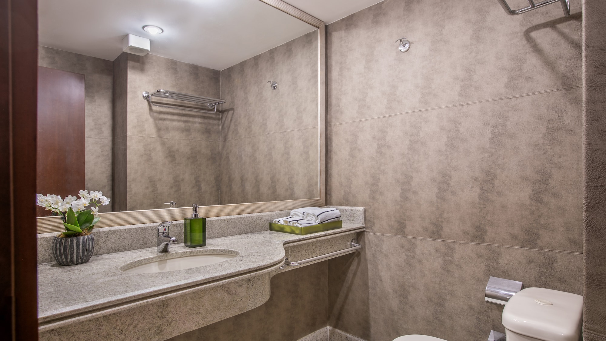 a bathroom with a sink and toilet