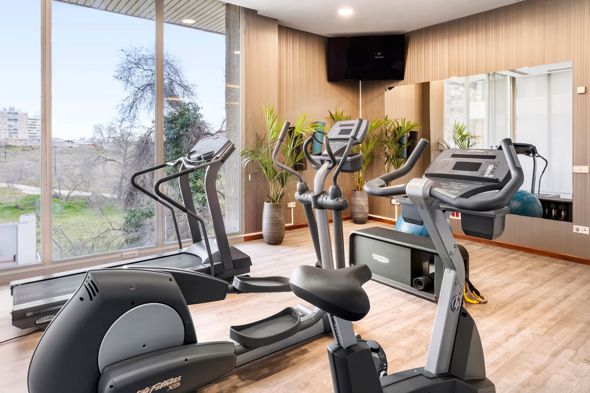 a room with exercise equipment
