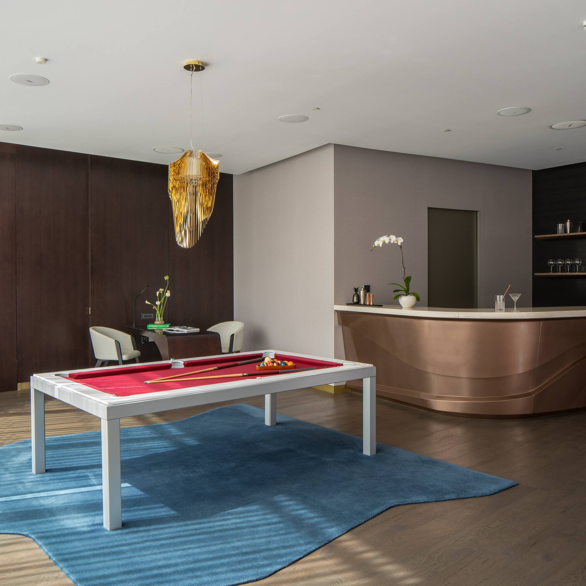 a pool table in a room