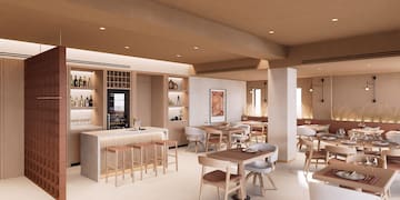 a room with tables and chairs