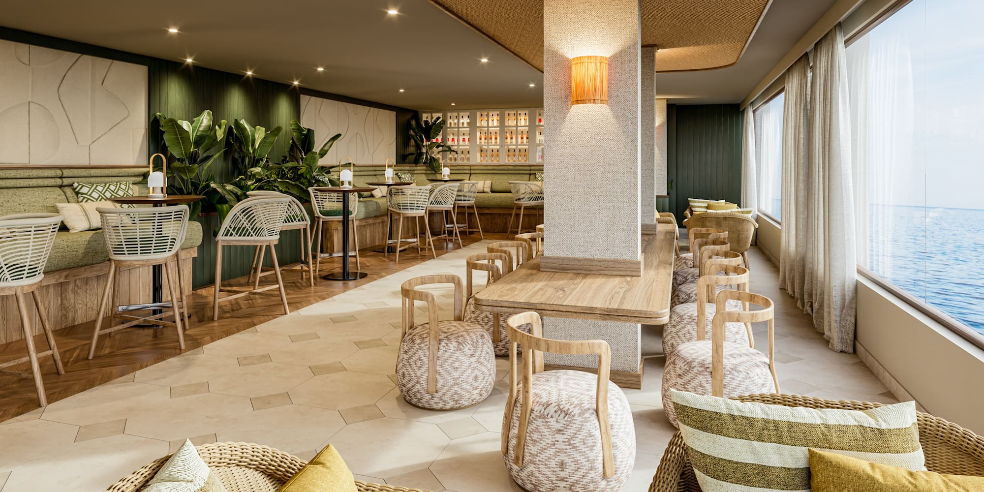 a room with a table and chairs