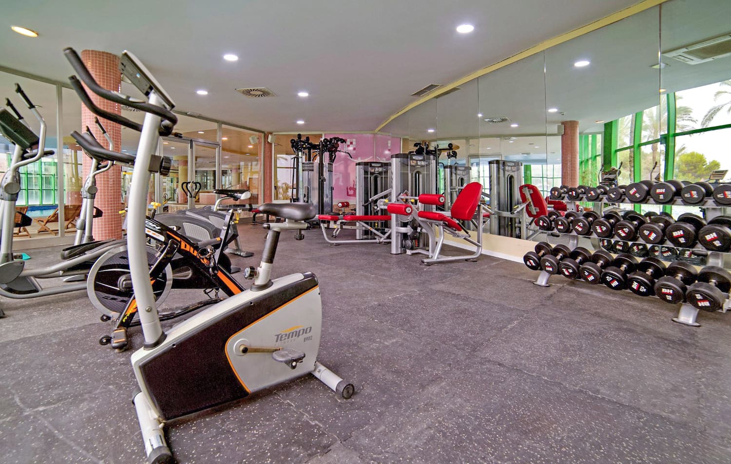 a gym with exercise equipment