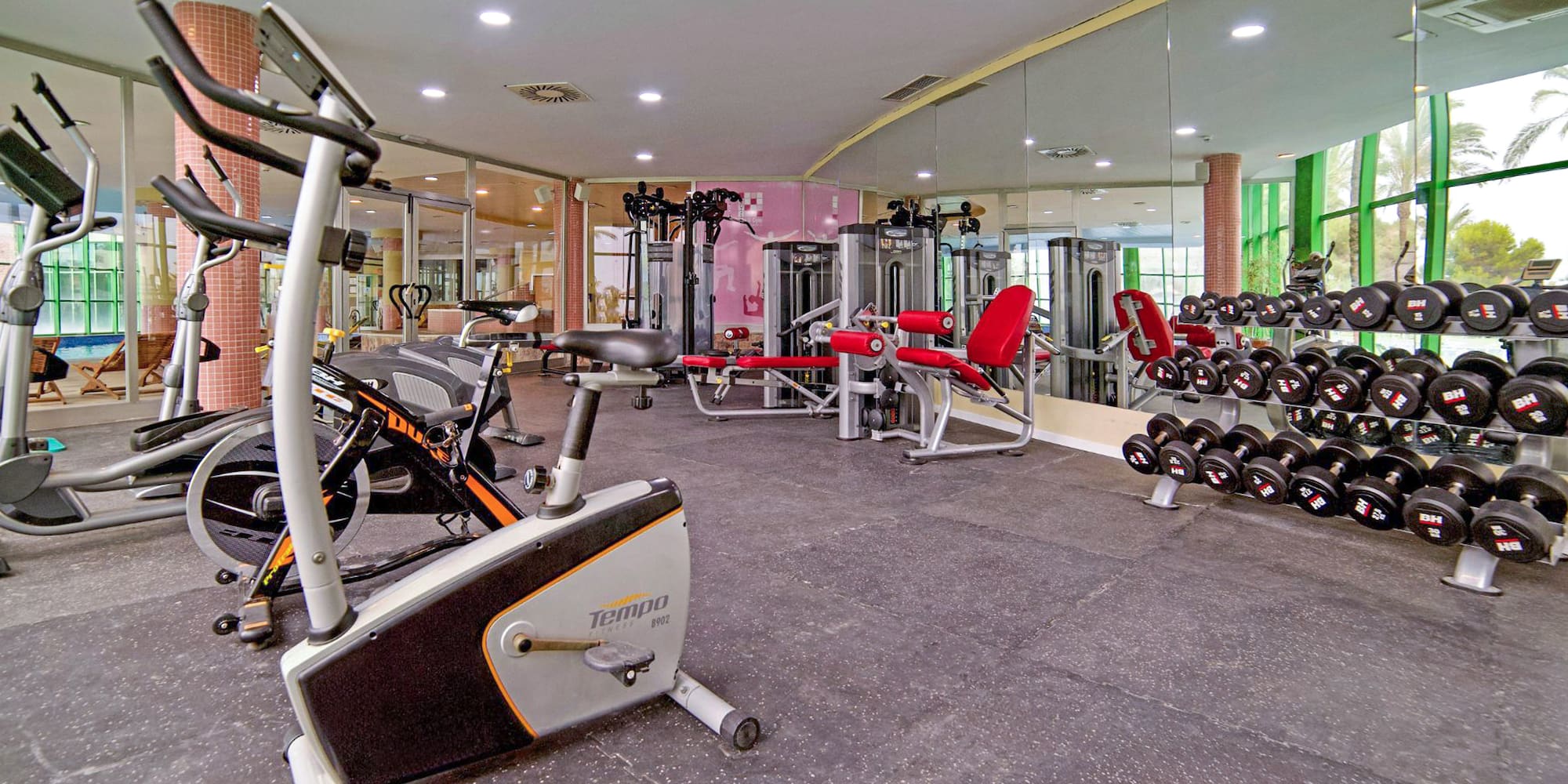 a gym with exercise equipment