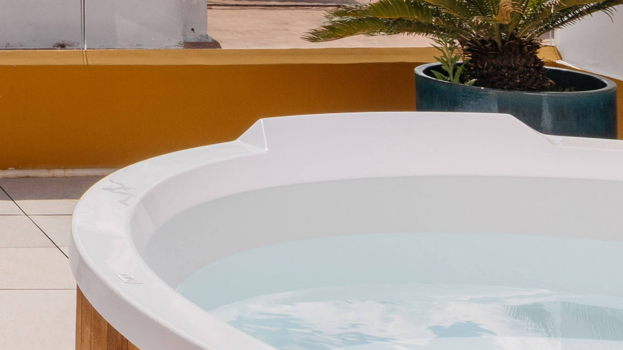 a hot tub on a rooftop