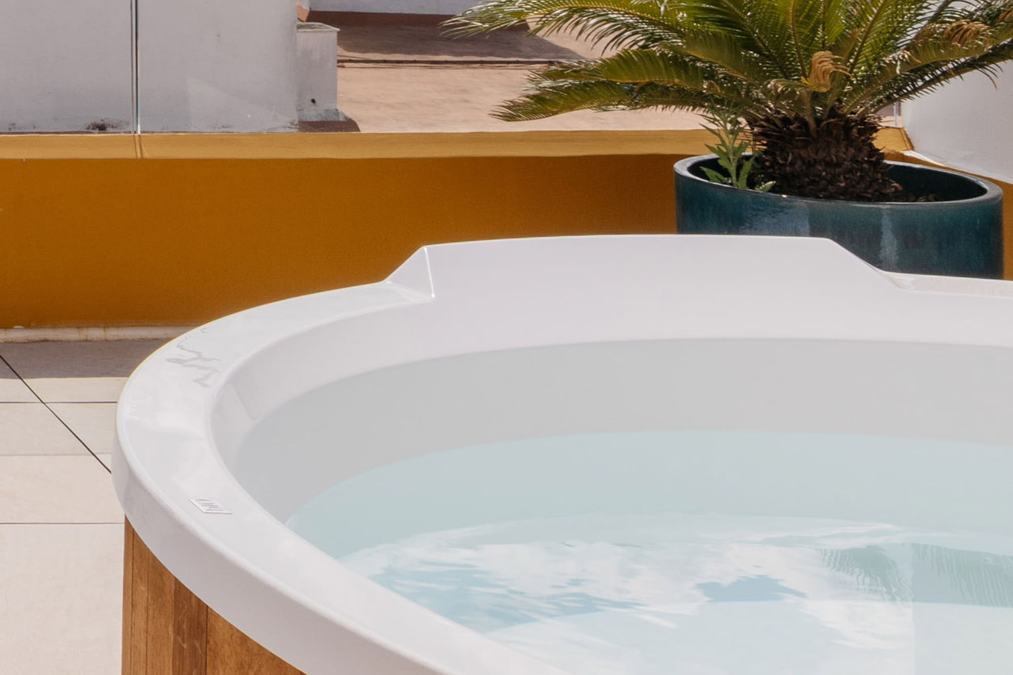 a hot tub on a rooftop