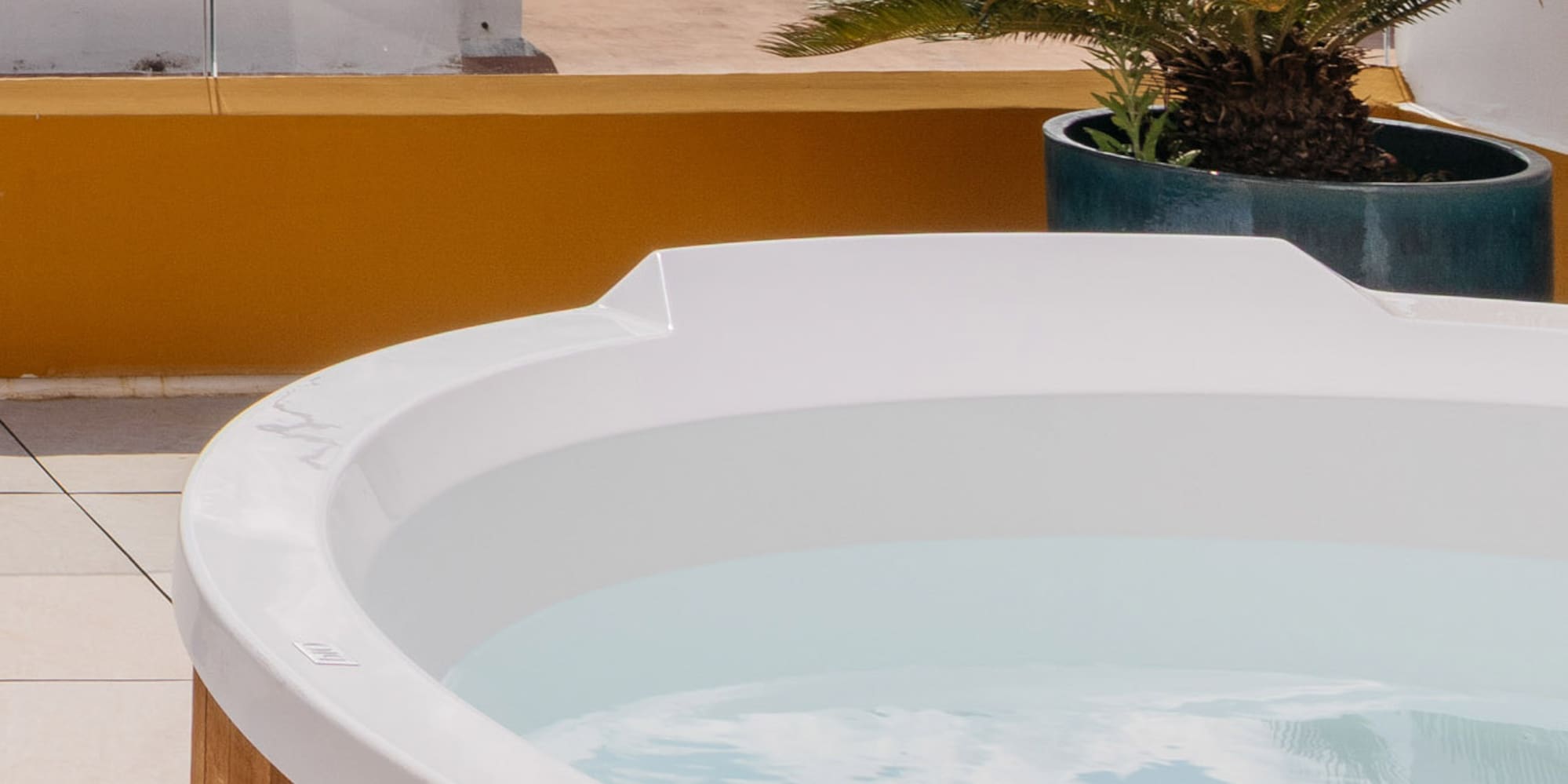 a hot tub on a rooftop