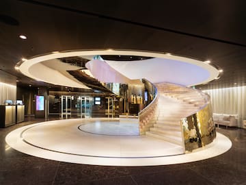 a spiral staircase in a building