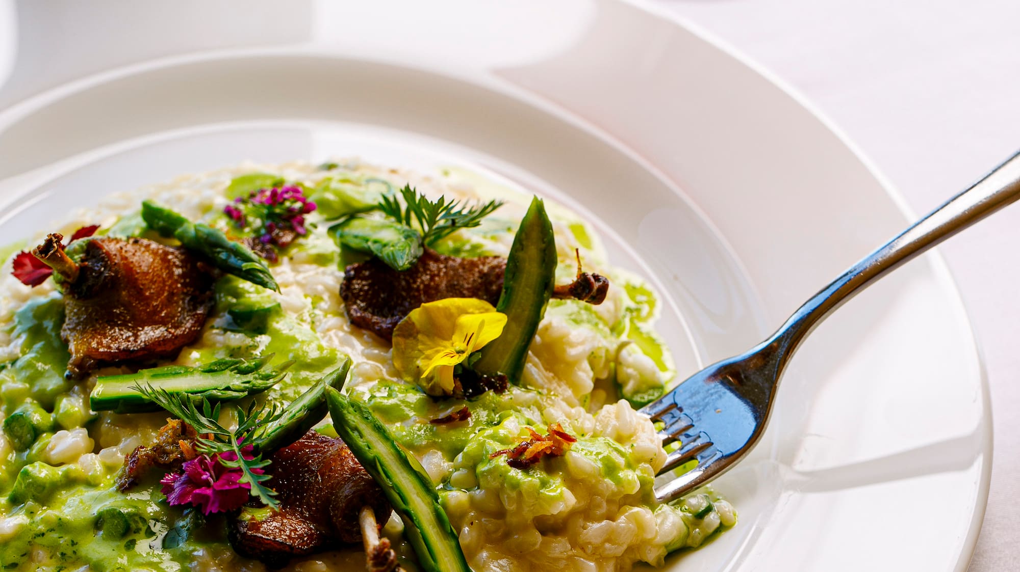 a plate of food with a fork