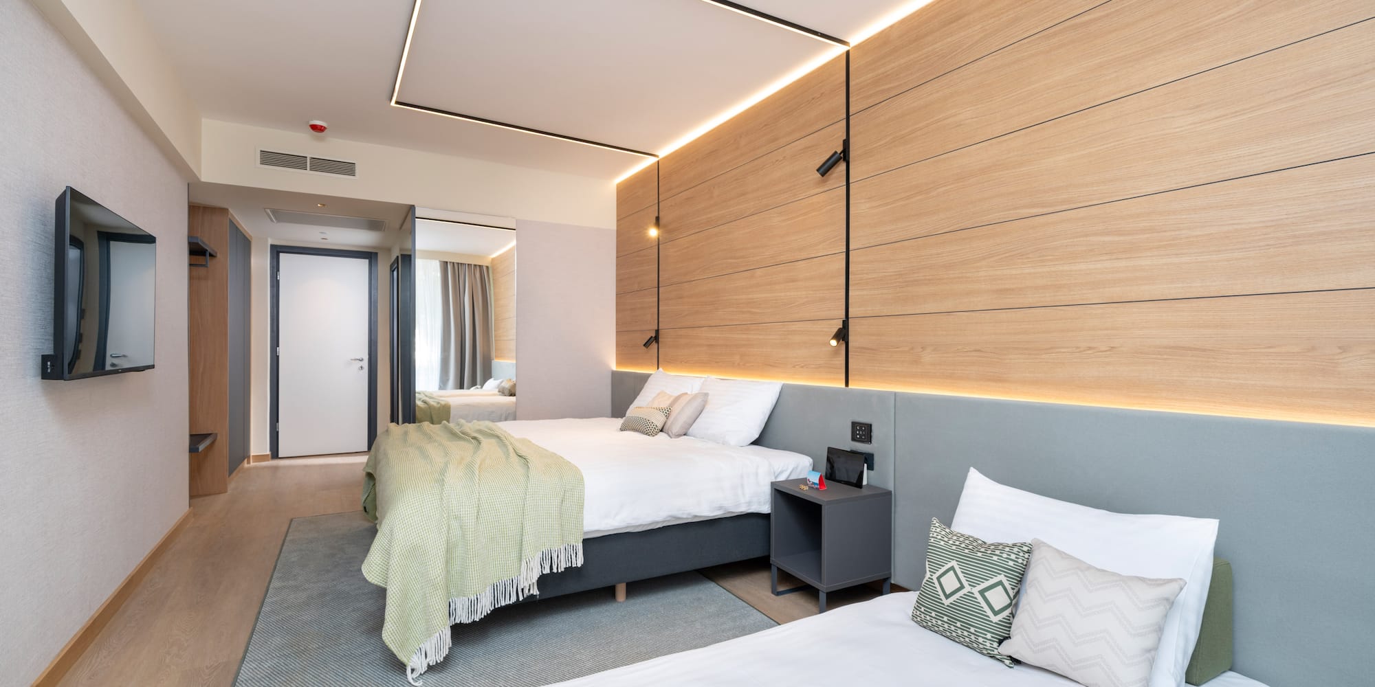 a room with two beds