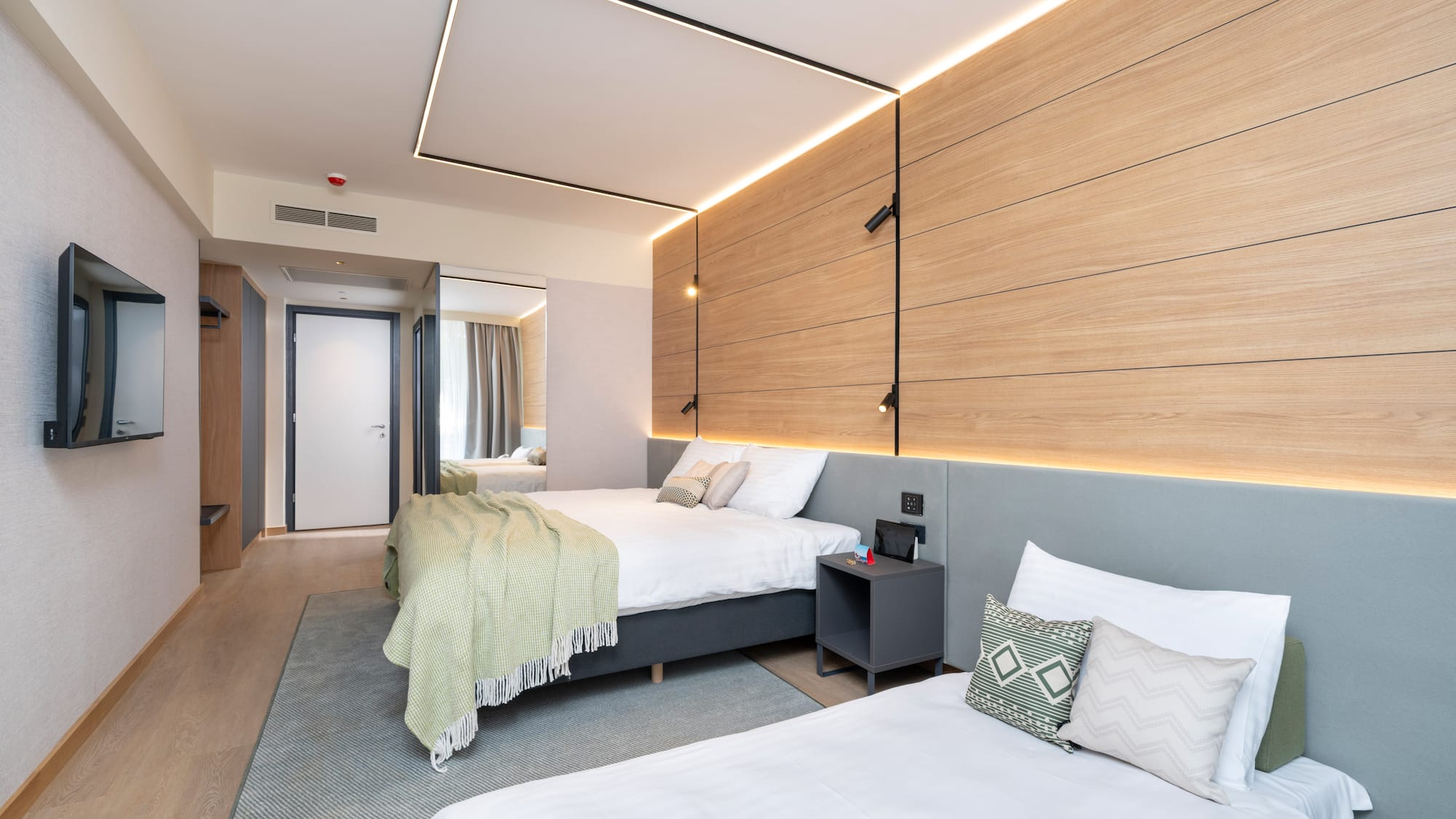 a room with two beds