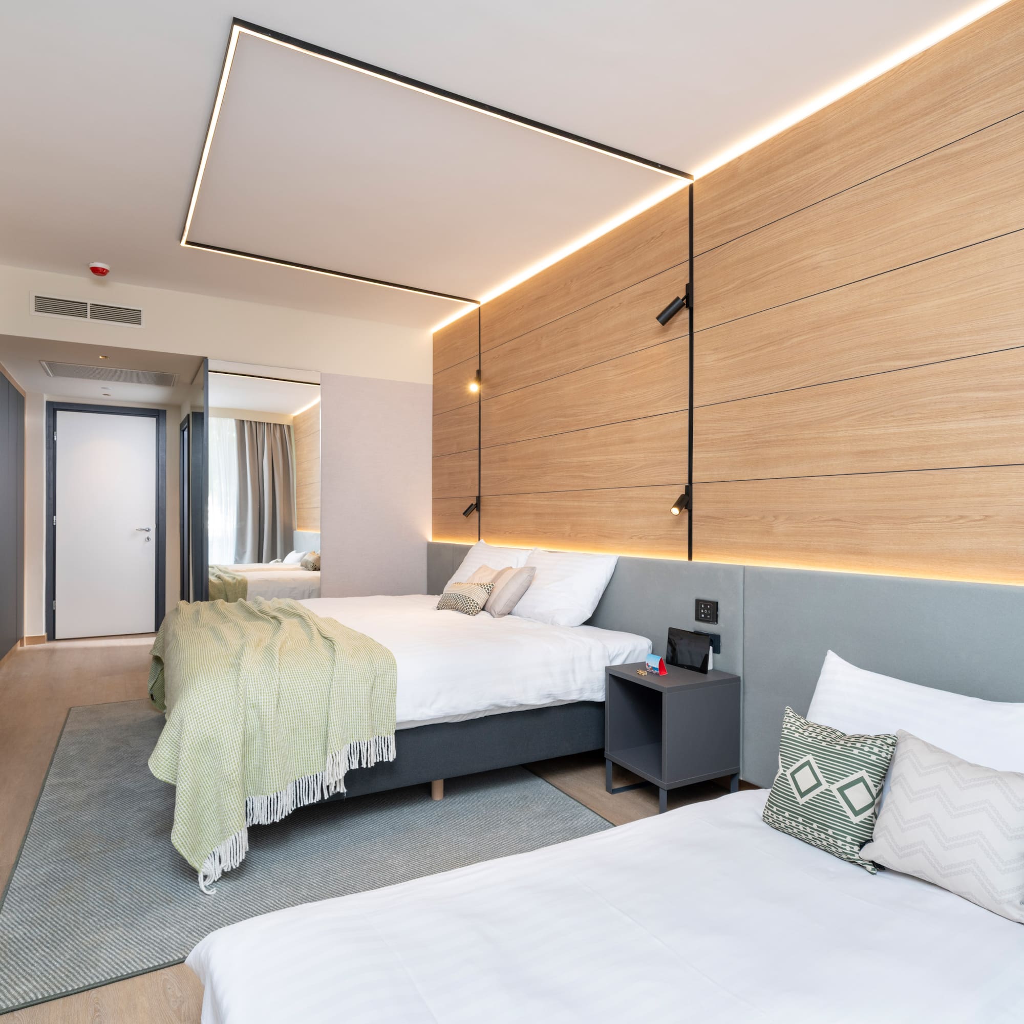 a room with two beds