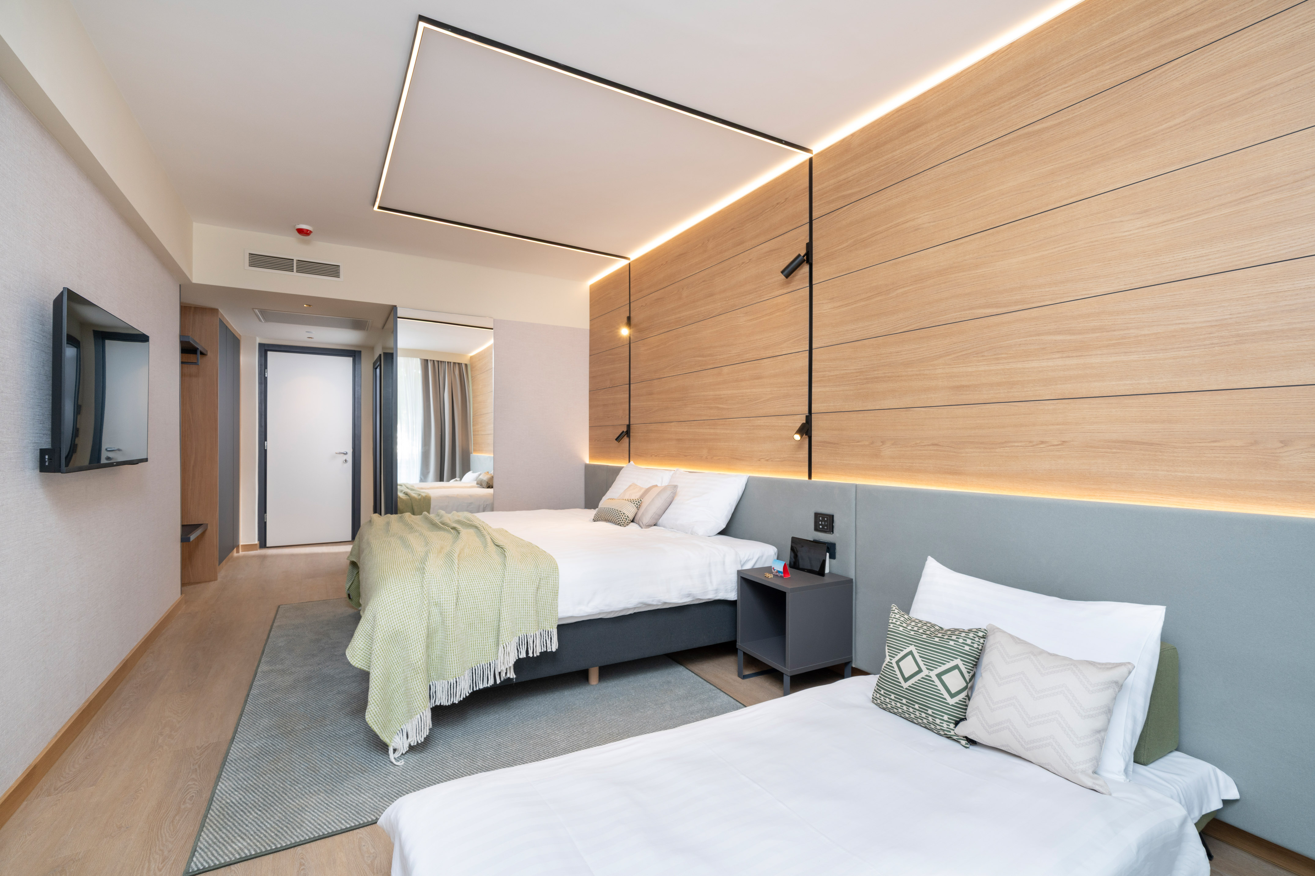 a room with two beds