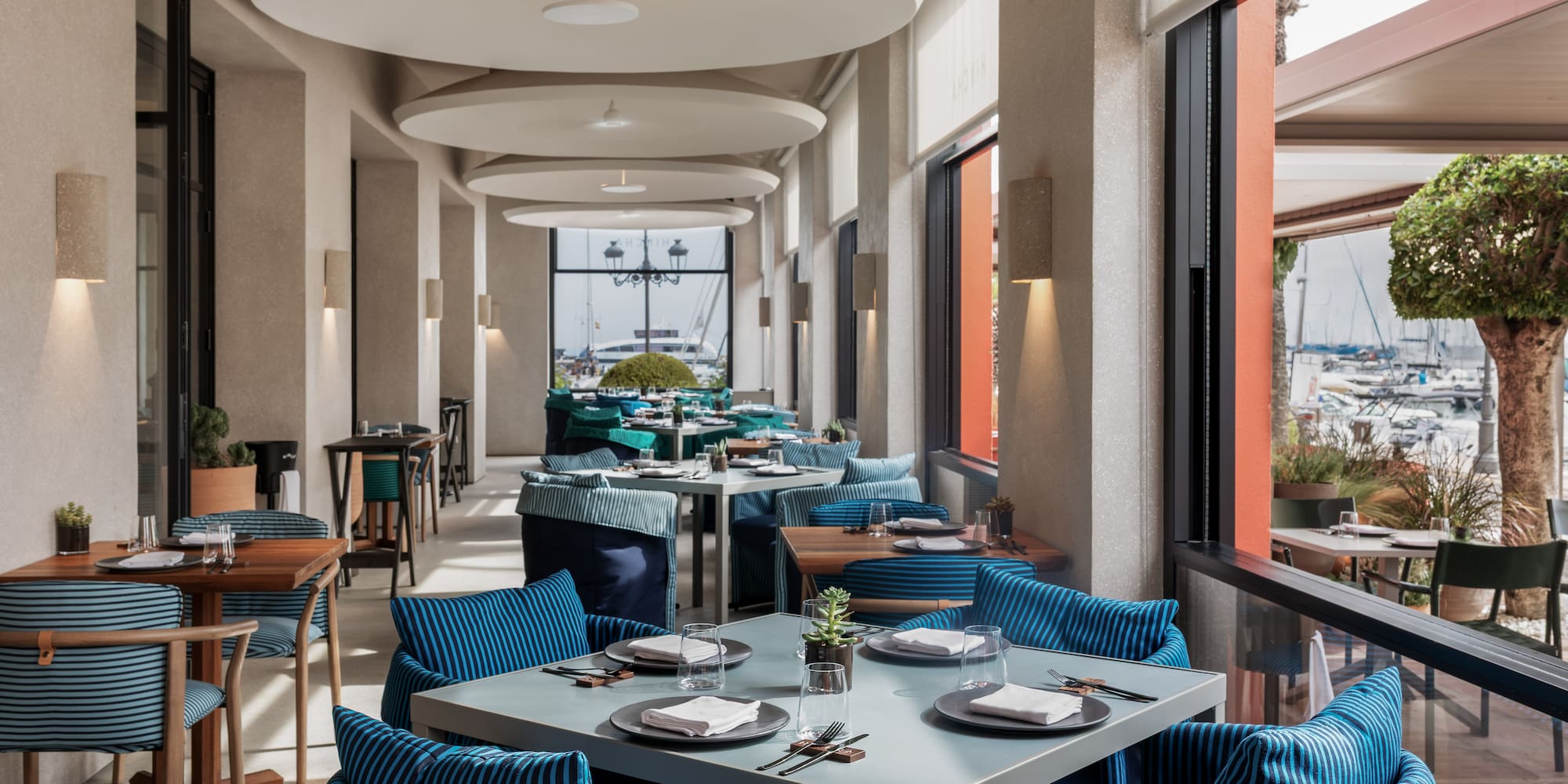 a restaurant with tables and chairs