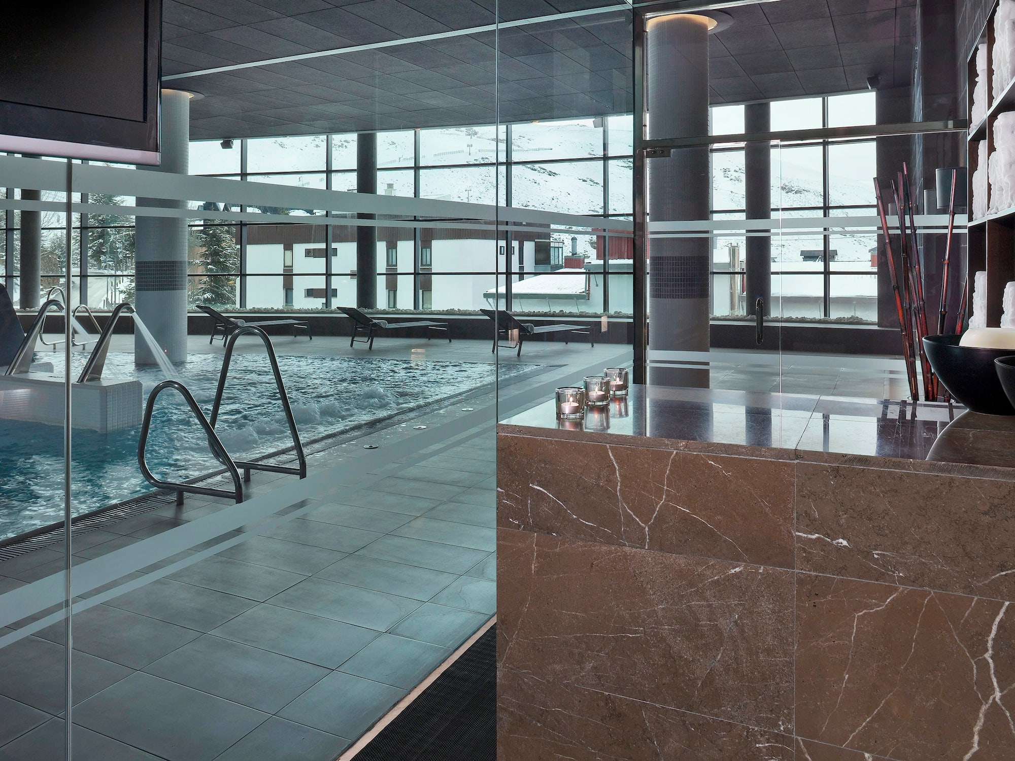 a pool inside a building