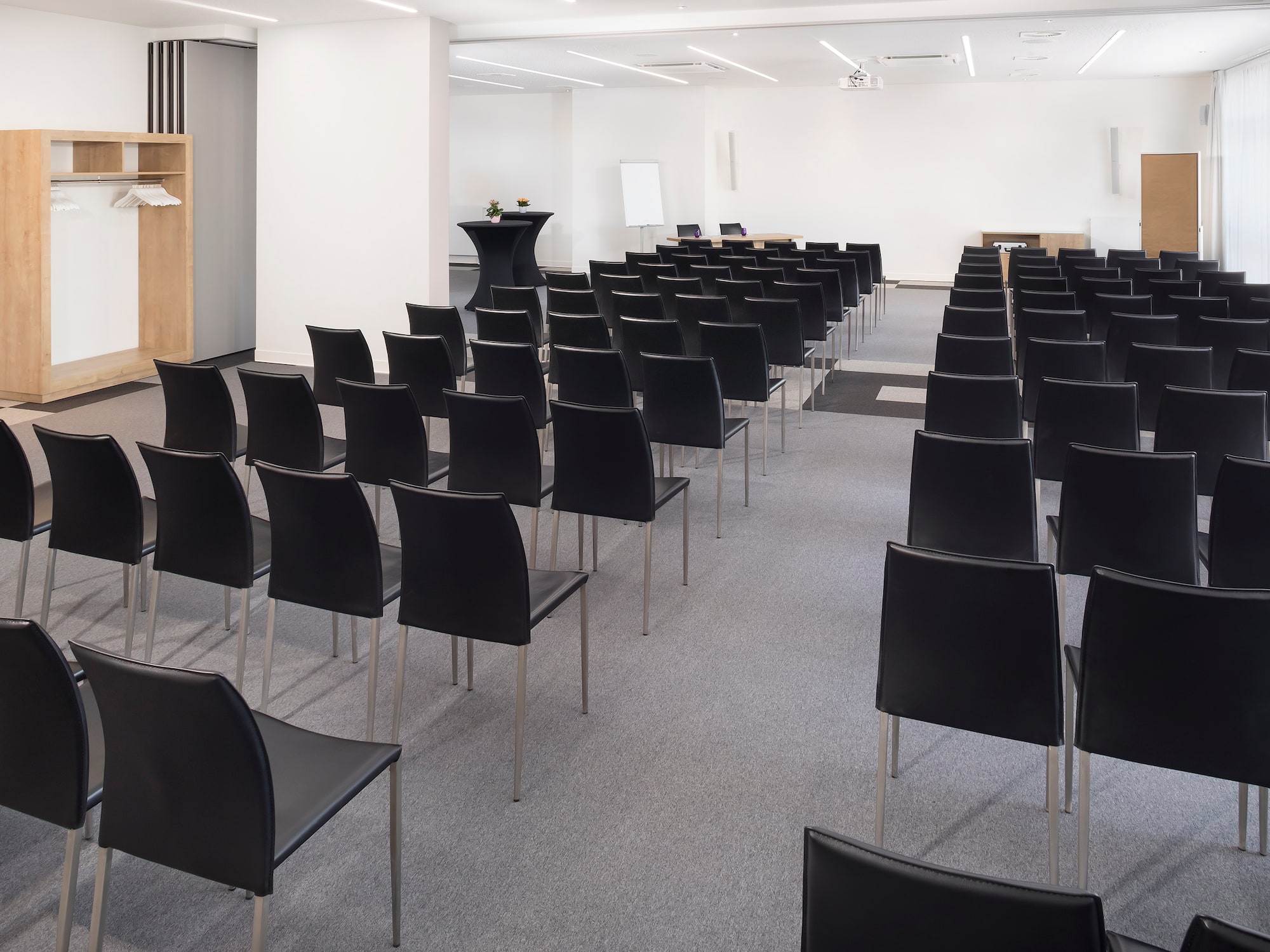 a room with many chairs