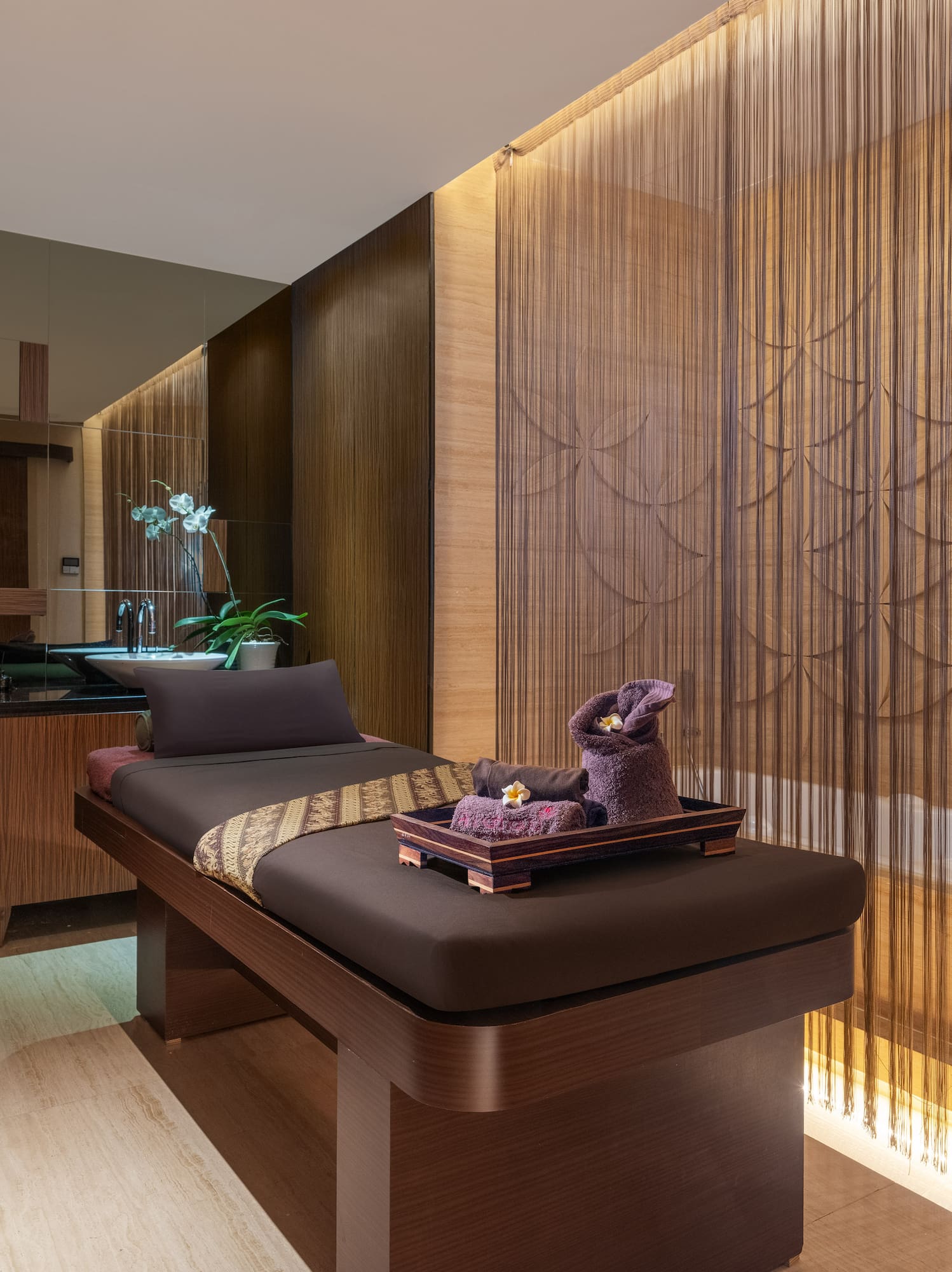 a massage table in a room