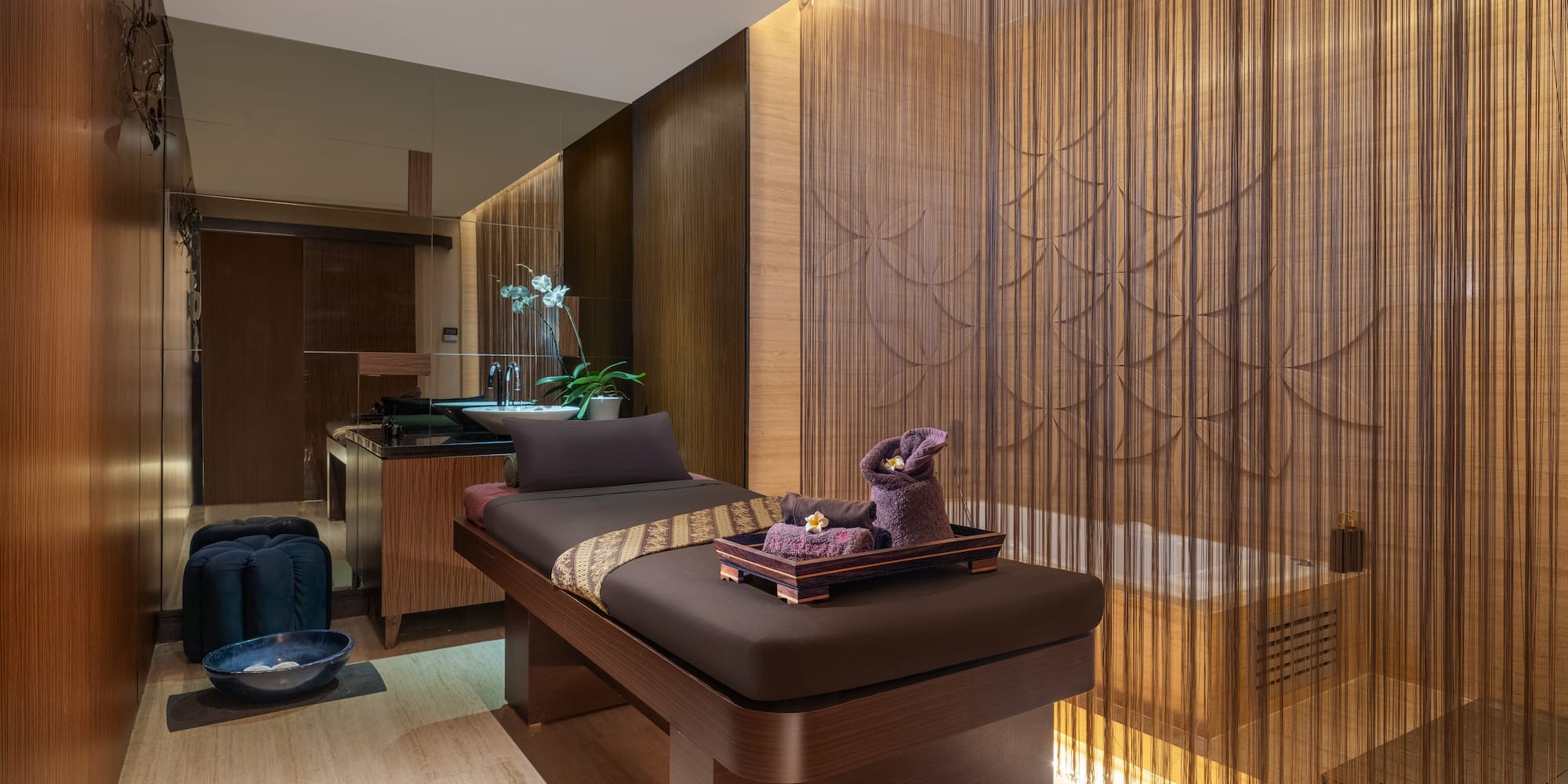 a massage table in a room