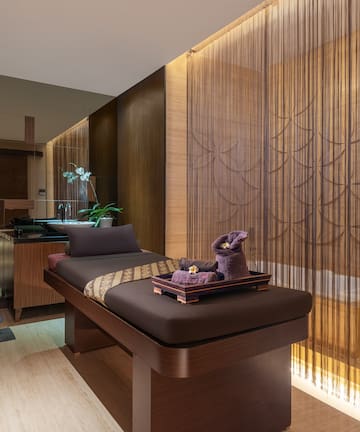 a massage table in a room