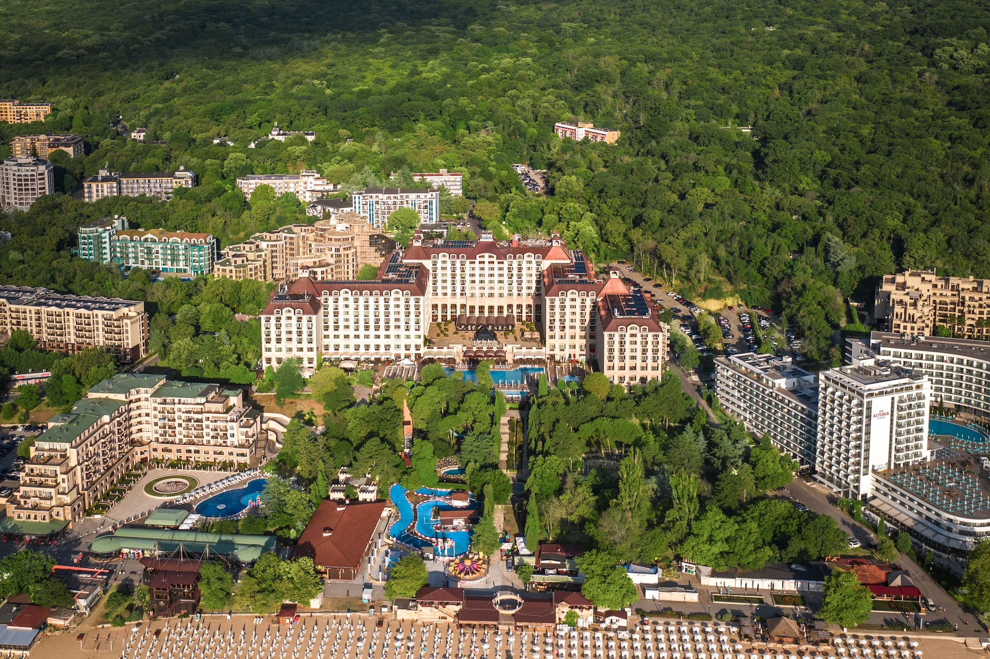 a aerial view of a resort