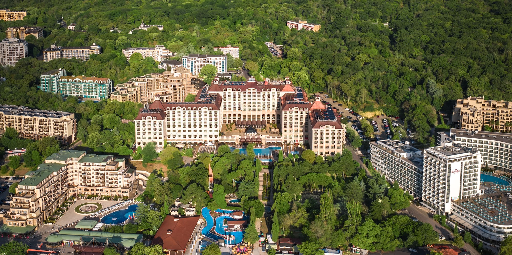 a aerial view of a resort