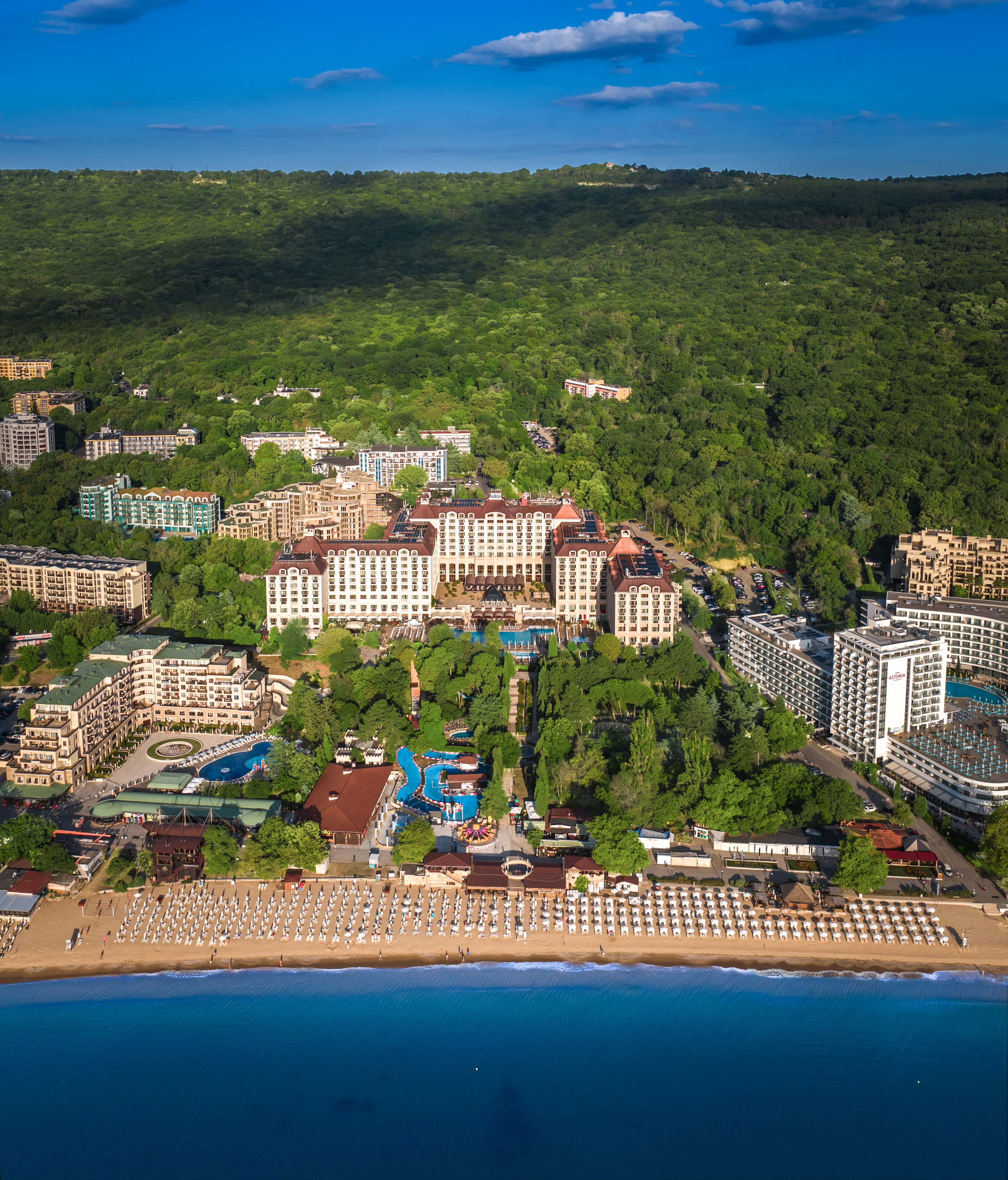 a aerial view of a resort