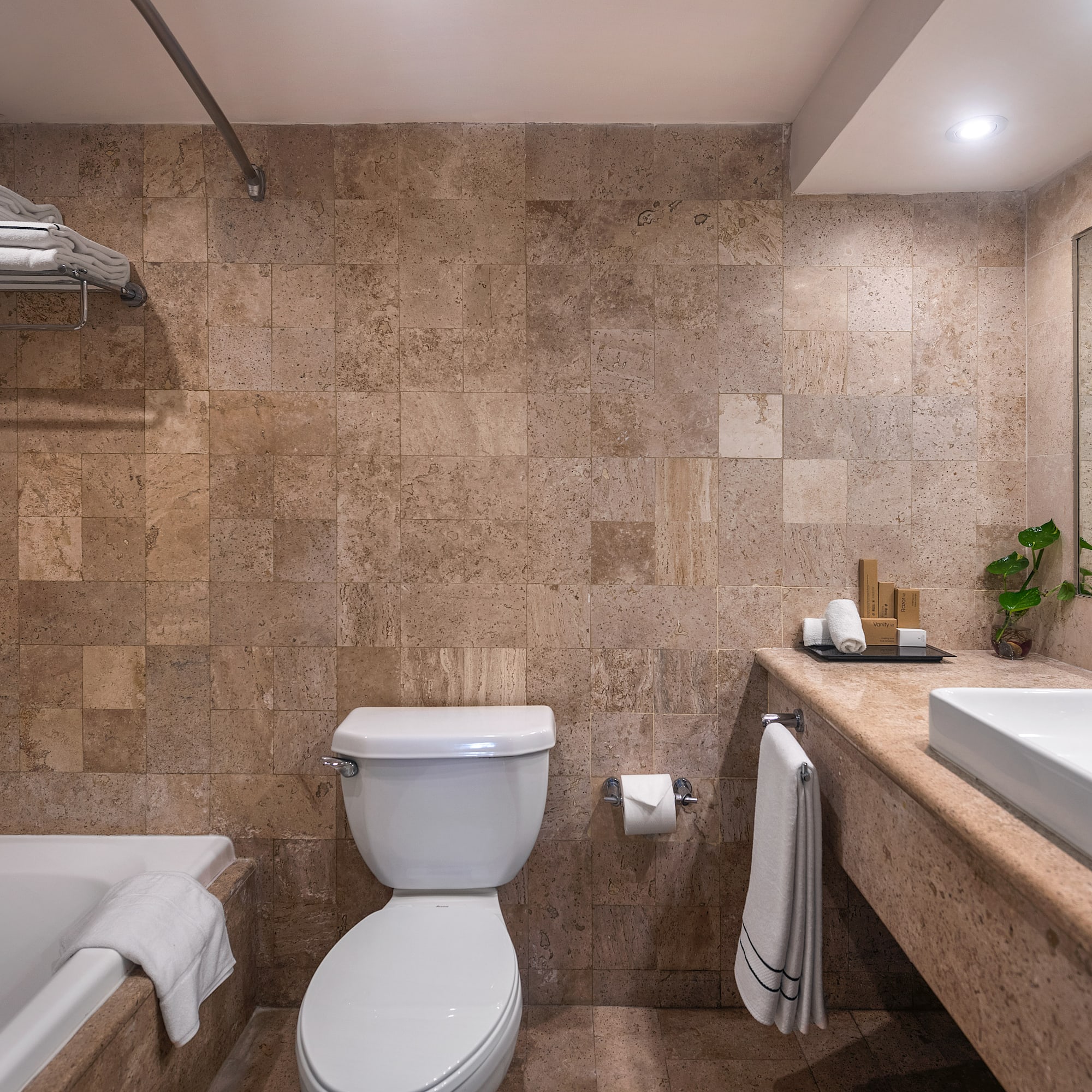 a bathroom with a toilet and tub