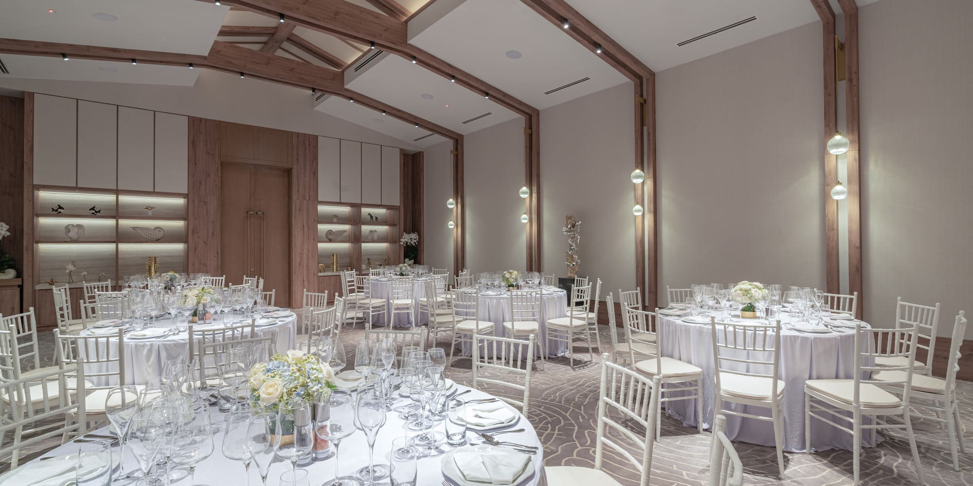 a room with tables and chairs