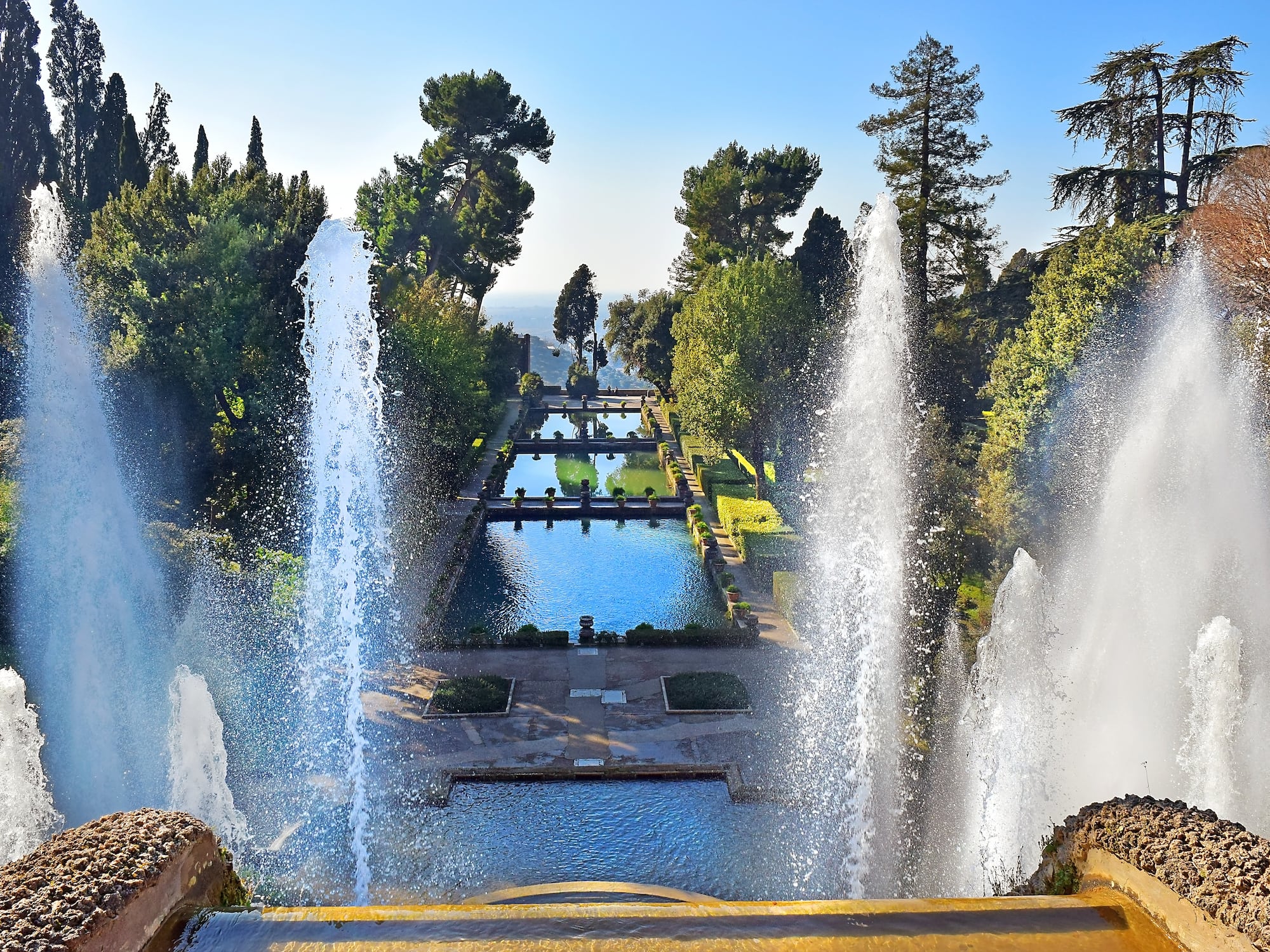 a water fountain in a park