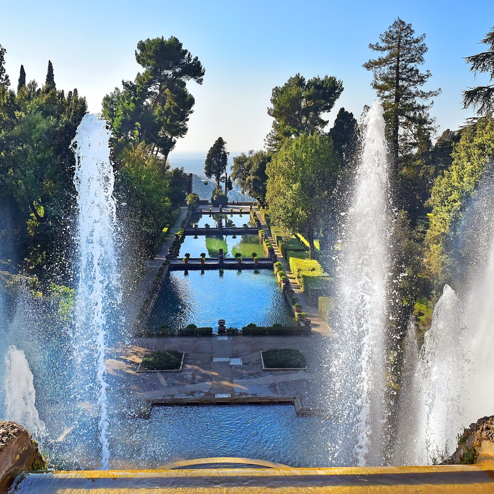 a water fountain in a park
