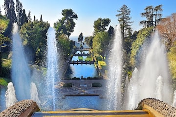 a water fountain in a park