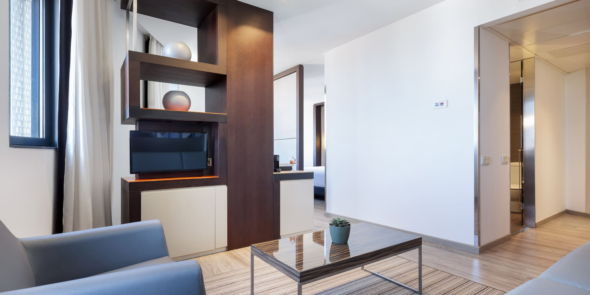 a living room with a couch and a coffee table