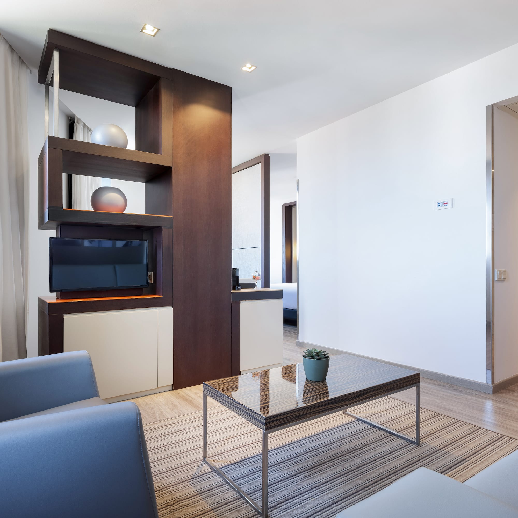 a living room with a couch and a coffee table