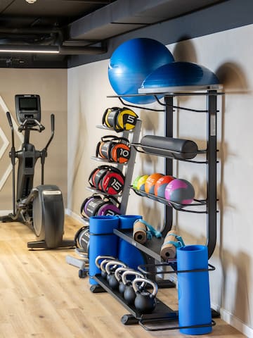 a gym with exercise equipment