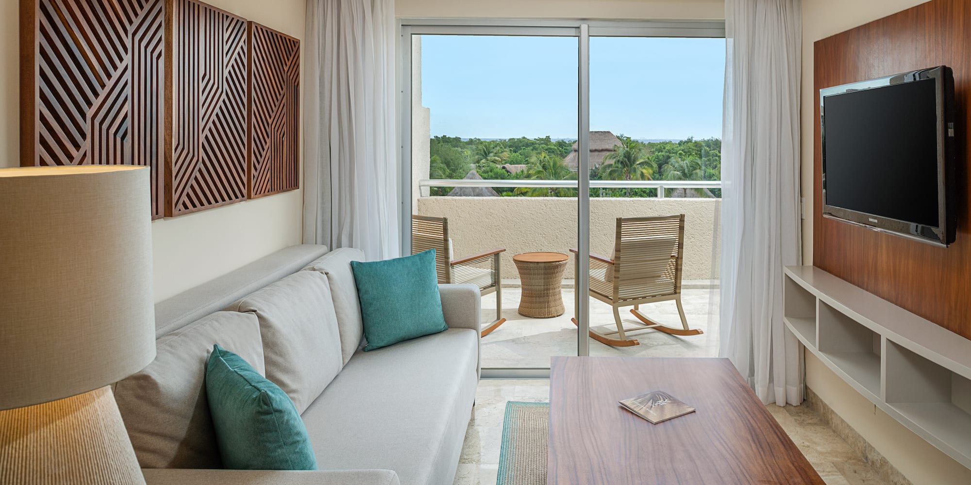 a living room with a couch and a table