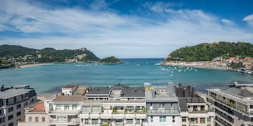 a city next to a body of water