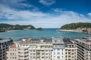 a city next to a body of water