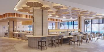 a restaurant with tables and chairs