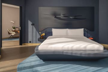 a bed in a room