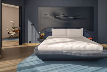 a bed in a room