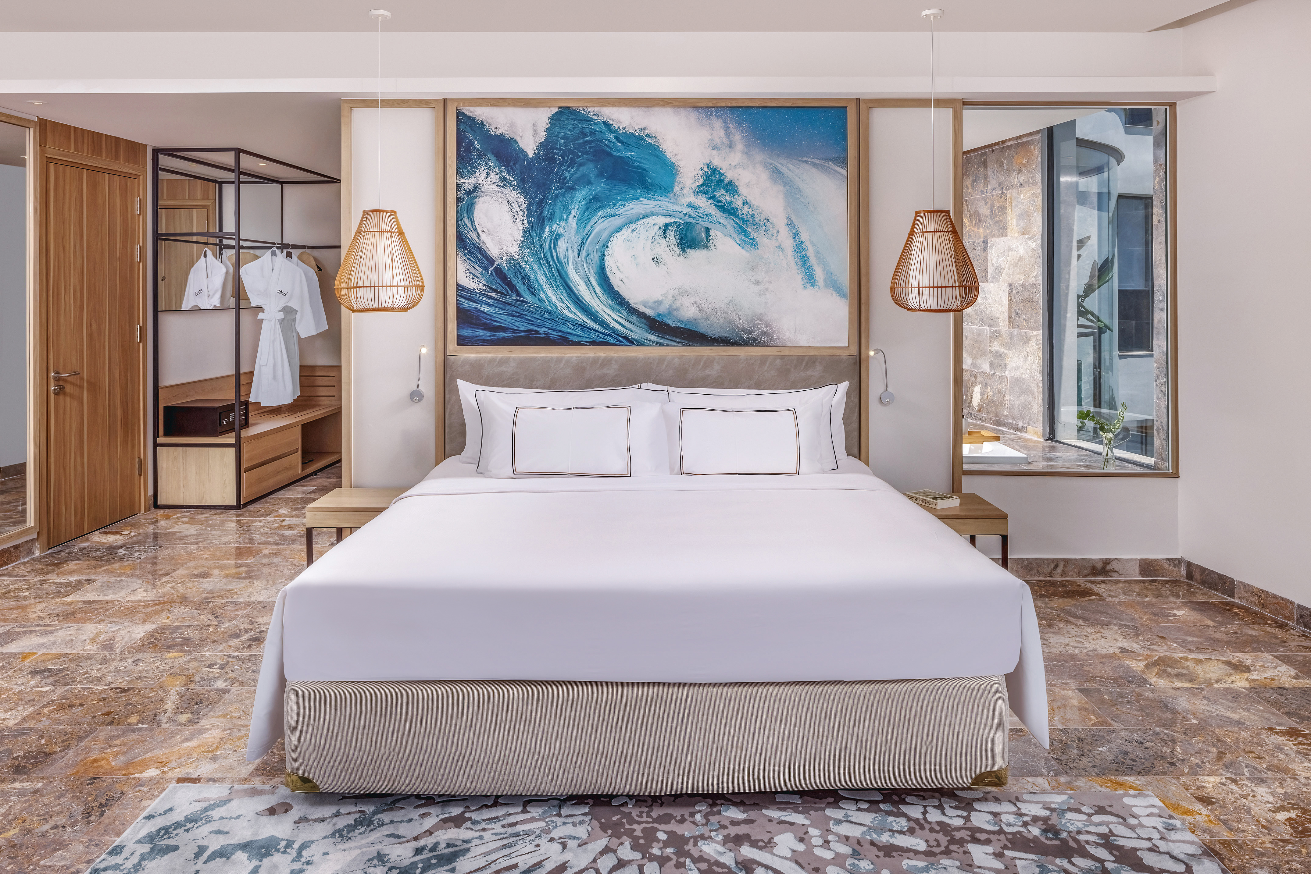 a bed in a room