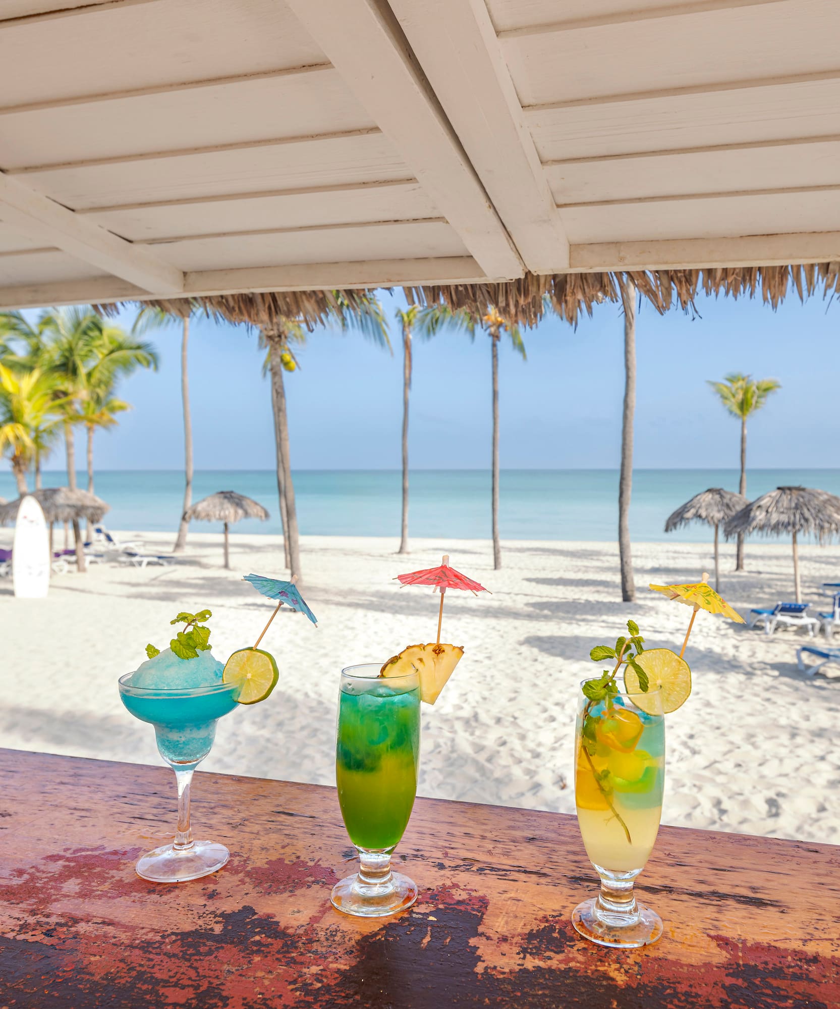 a group of drinks on a table