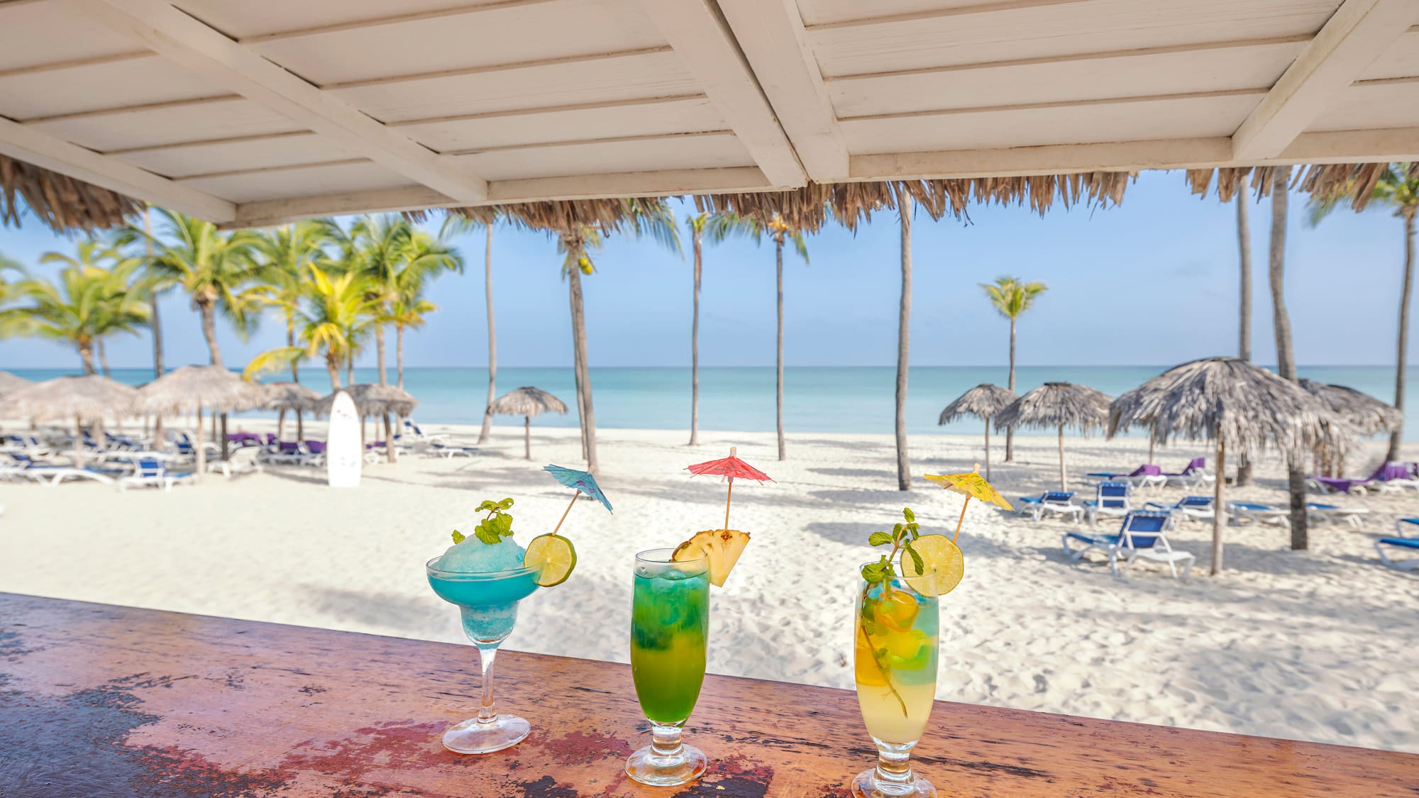 a group of drinks on a table